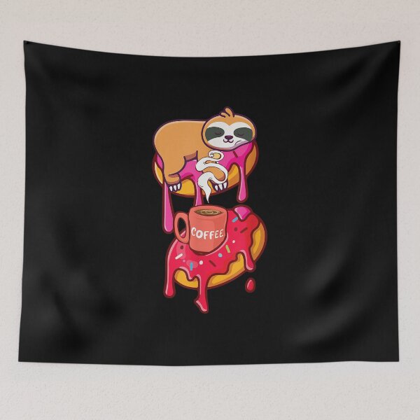 Item preview, Sloth On Donut With Cup Of Steaming Coffee designed and sold by theDlab.