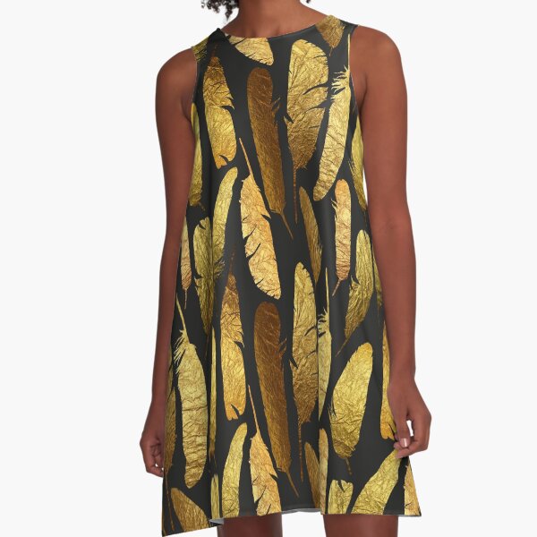 - Golden feathers - A-Line Dress