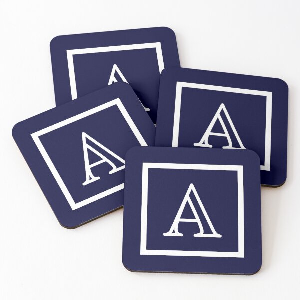 Item preview, Navy Blue White Monogram A In a Square designed and sold by rewstudio.