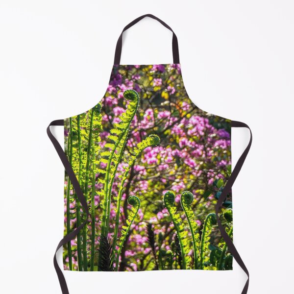 Item preview, Ferns Unfurl Infront of a Purple Rhododendron Bush designed and sold by wildvalecreate.