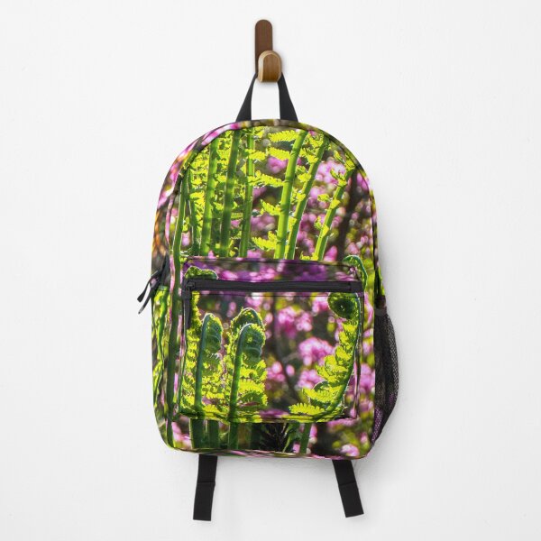 Item preview, Ferns Unfurl Infront of a Purple Rhododendron Bush designed and sold by wildvalecreate.
