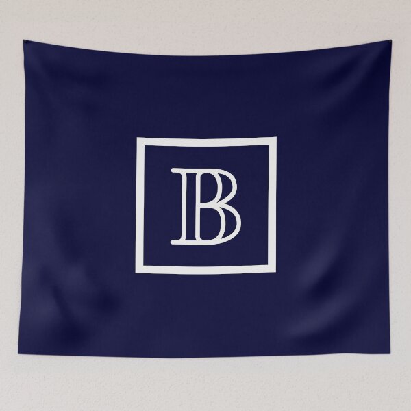 Item preview, Navy Blue White Monogram B In a Square designed and sold by rewstudio.