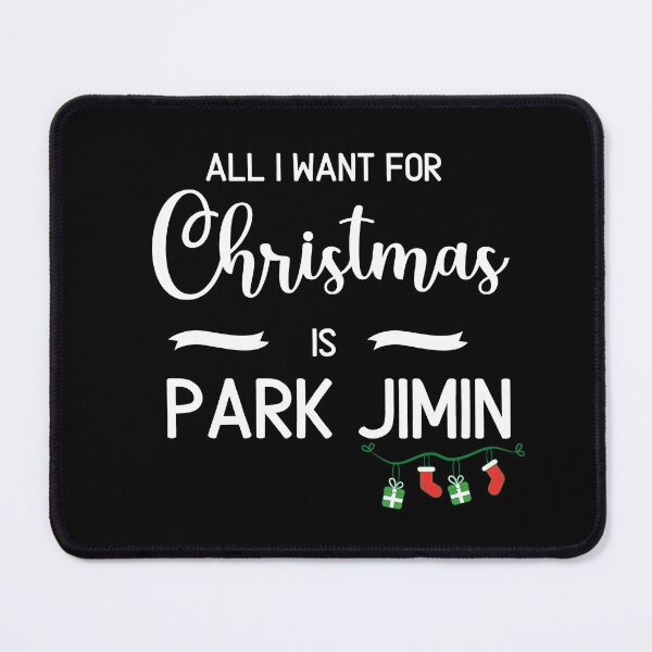 Item preview, All I want for Christmas is Jimin| White Bold Text on Black designed and sold by Daebakshop.