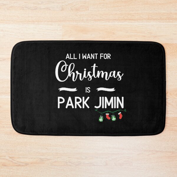 Item preview, All I want for Christmas is Jimin| White Bold Text on Black designed and sold by Daebakshop.