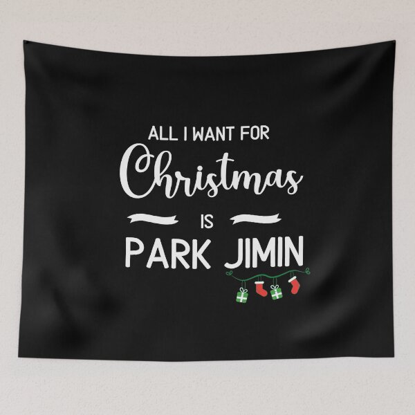 Item preview, All I want for Christmas is Jimin| White Bold Text on Black designed and sold by Daebakshop.