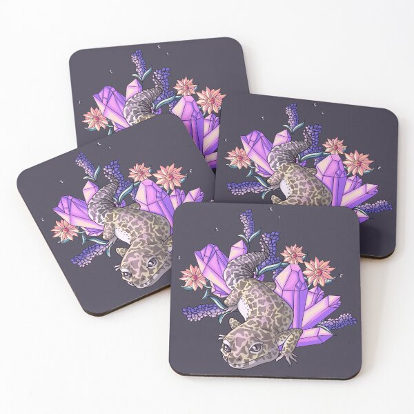 Artikelvorschau, Leopardgecko zwischen Kristallen und Blumen-Design entworfen und verkauft von AMackInCheese.