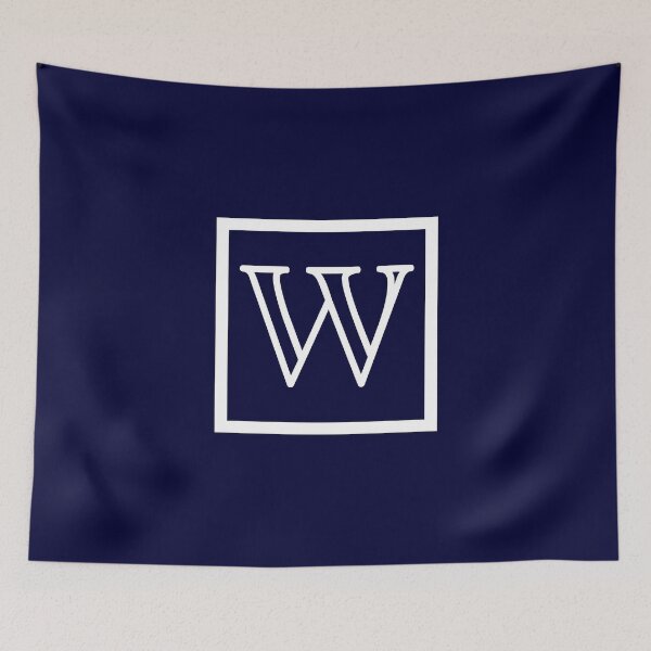 Item preview, Navy Blue White Monogram W In a Square designed and sold by rewstudio.