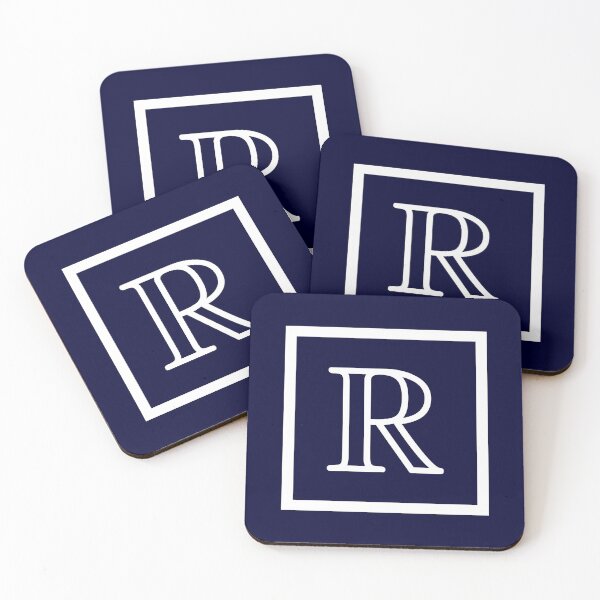 Item preview, Navy Blue White Monogram R In a Square designed and sold by rewstudio.