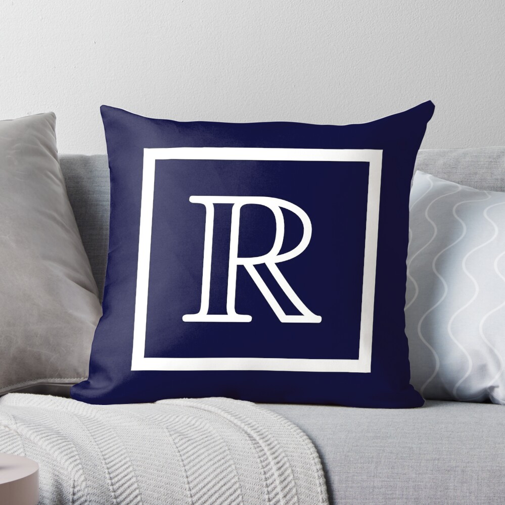 Navy Blue On White Basic Monogram R Sticker for Sale by rewstudio