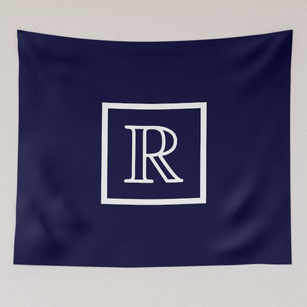 Item preview, Navy Blue White Monogram R In a Square designed and sold by rewstudio.