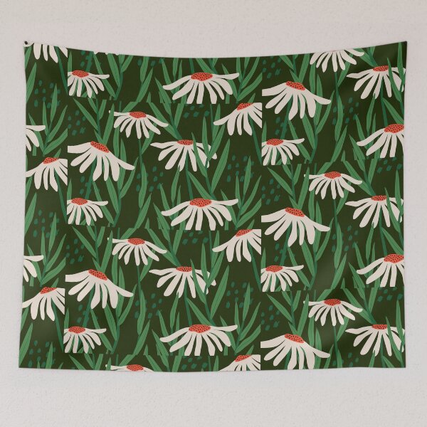 Item preview, Vintage Flowerpattern with White Daisies designed and sold by GoldfishEast.