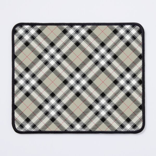 Item preview, Taupe Black and White Neutral Plaid Tartan with Red Stripe High Res Diagonal designed and sold by MarikaJohnson.