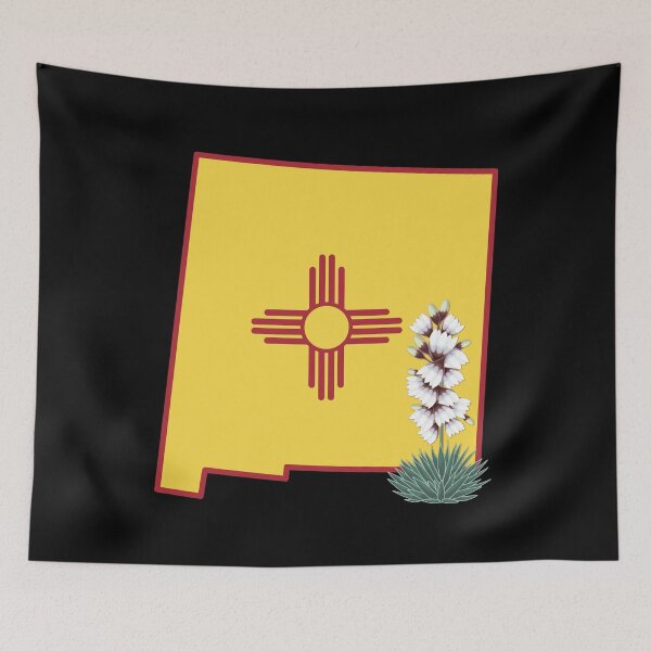Item preview, New Mexico Flag with State Flower Yucca Flower (Black) designed and sold by Gsallicat.