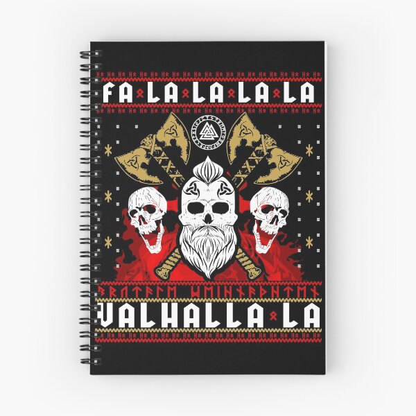 Item preview, VALHALLA FA LA LA LA VIKING Warrior ODIN Ugly Christmas Sweater - VALKNUT SKULL AXE RUNE RUNES RAGNAR SHIELDMAID Xmas Gift Sweatshirt Design - BEARDED Vikings SKOLL Shirt designed and sold by Frontoni.
