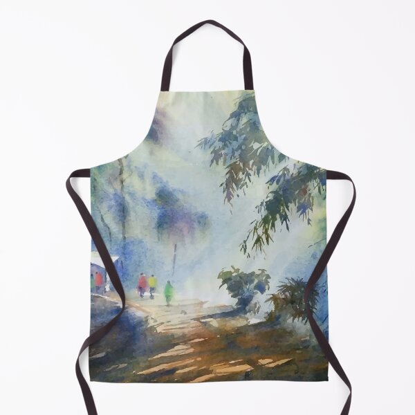 Item preview, Watercolor Hand Drawn Village Landscape designed and sold by Vector Scout Lab.