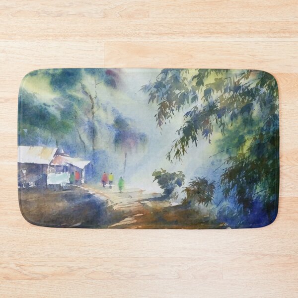 Item preview, Watercolor Hand Drawn Village Landscape designed and sold by Vector Scout Lab.