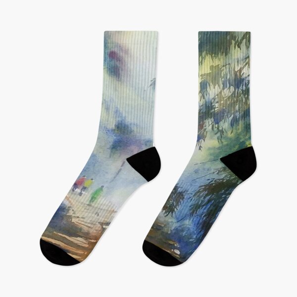 Item preview, Watercolor Hand Drawn Village Landscape designed and sold by Vector Scout Lab.