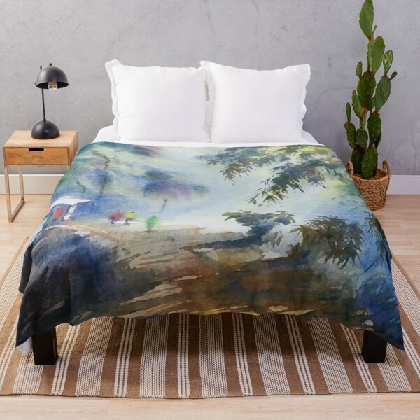 Item preview, Watercolor Hand Drawn Village Landscape designed and sold by Vector Scout Lab.