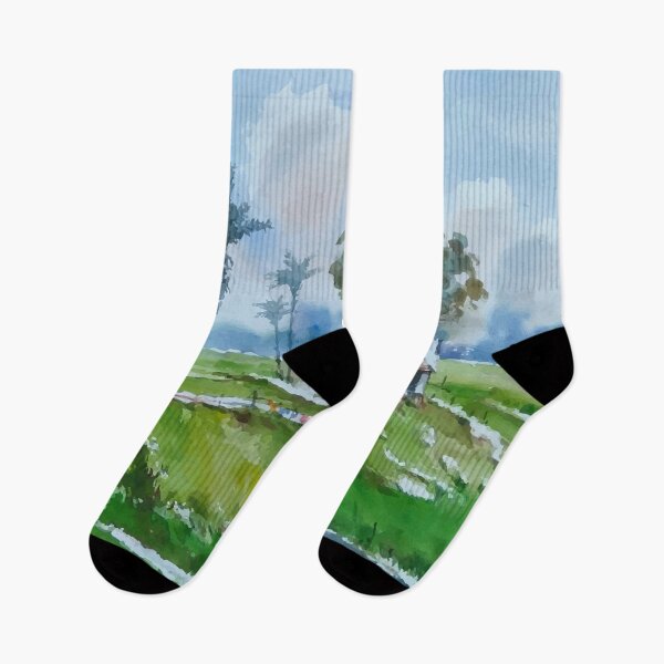 Item preview, Beautiful Watercolor Village Landscape designed and sold by Vector Scout Lab.