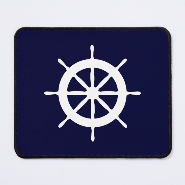 Item preview, White Ship Steering Wheel On Navy Blue designed and sold by rewstudio.