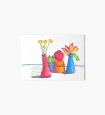 Colorful Bud Vases with Flowers Art Board