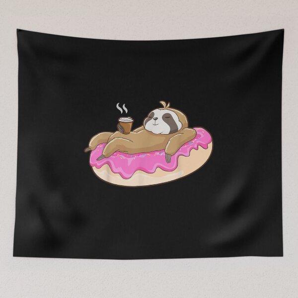 Item preview, Sloth On Donut With Cup Of Steaming Coffee designed and sold by theDlab.