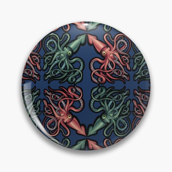 Item preview, Red and Green Giant Squid Architeuthis Half Brick Repeat on dark blue designed and sold by RJKpoyp.