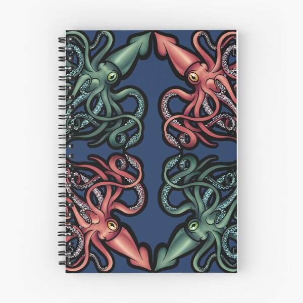 Item preview, Red and Green Giant Squid Architeuthis Half Brick Repeat on dark blue designed and sold by RJKpoyp.