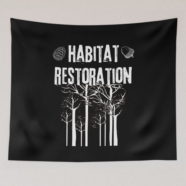 Item preview, Habitat Restoration White Line Drawing Design designed and sold by EarthArtDesigns.