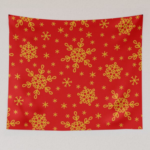 Item preview, Christmas Gold-Colored Decorative Snowflakes Pattern On Red designed and sold by DEC02.