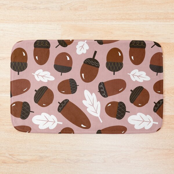 Item preview, Acorn and Oak Pattern in rust pink  designed and sold by Miri-Noristudio.