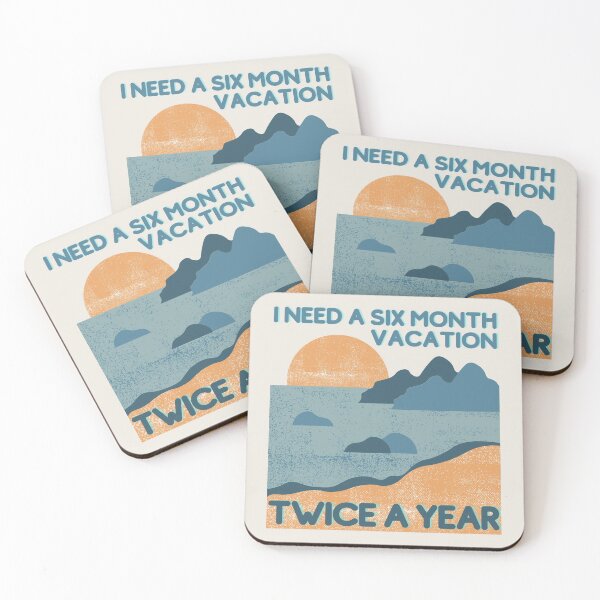 Item preview, Funny, Vintage, Retro Design with Beach - I Need A Six Month Vacation Twice A Year designed and sold by Coralgb.