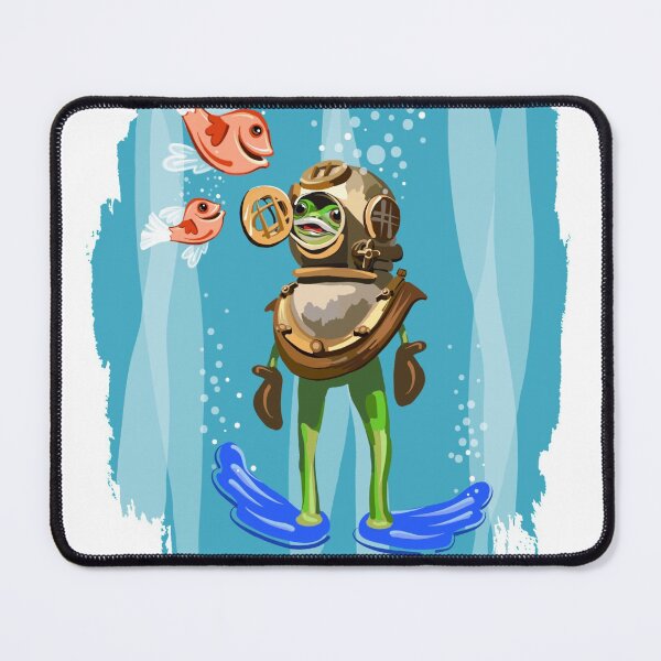 Item preview, Frogman Deep Sea Diver | Painted Background designed and sold by L Diane Johnson.