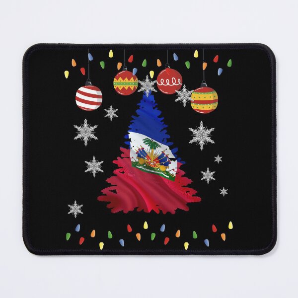 Item preview, Haiti Christmas Tree Flag With Snowflakes Lights & Ornaments designed and sold by makeitadmirable.