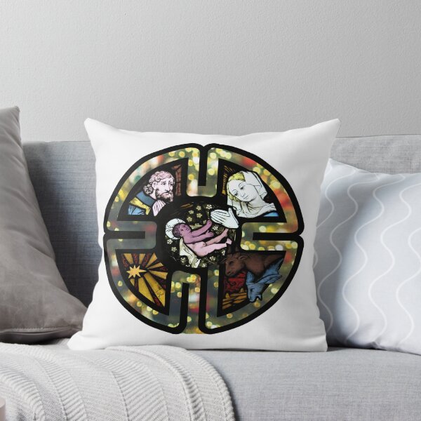 Nativity Cross Labyrinth – Christmas Art Throw Pillow