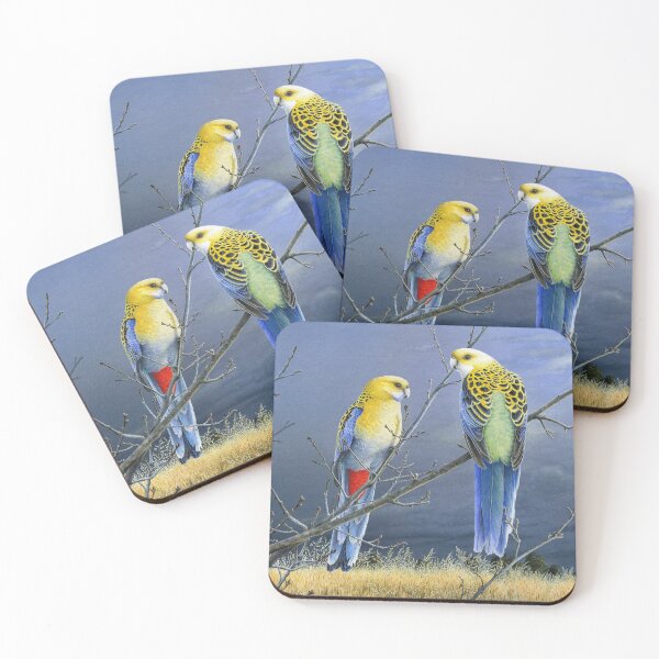 Item preview, "Darkness Before the Deluge" (Pale-headed Rosellas) designed and sold by Frances McMahon Watercolour Bird Artist.