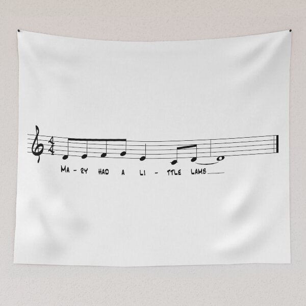 Item preview, Lick with Mary's Lamb lyrics - Treble clef, black graphic designed and sold by SquashBlossom1.