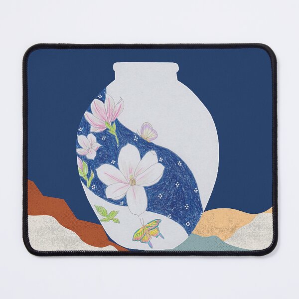 Luck in the Vase 1 | Magnolia with Butterflies Mouse Pad
