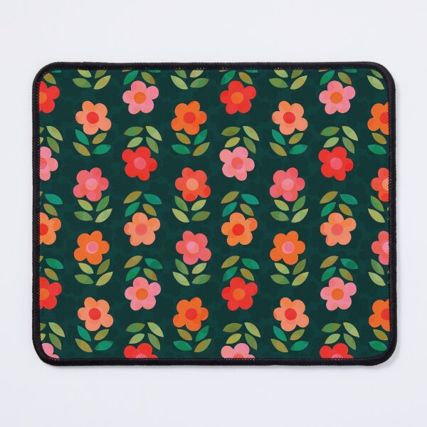 Item preview, Pretty Flowers in Orderly Rows on Inky Teal Blue (pattern) designed and sold by PaisleyMcNoodle.