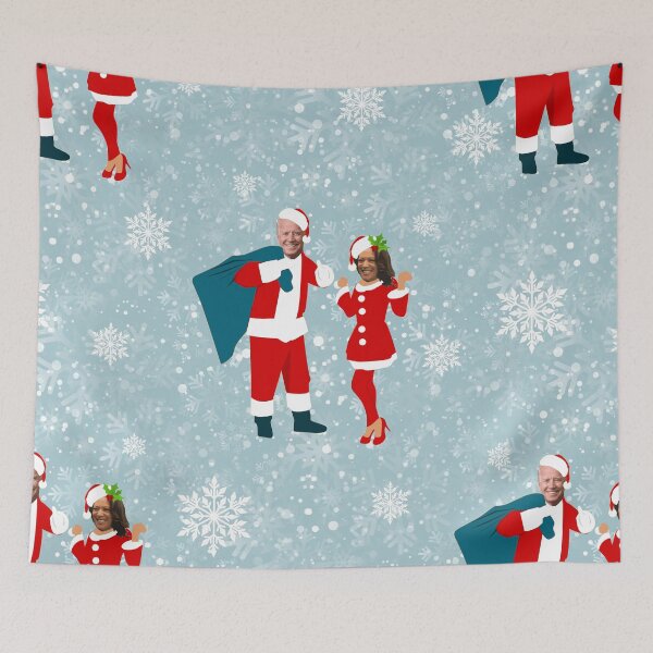 Item preview, xmas joe biden santa kamala harris icy snowflakes designed and sold by Gossip Rag.