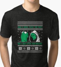 Funny Kermit Ugly Christmas Sweater Tri-blend T-Shirt