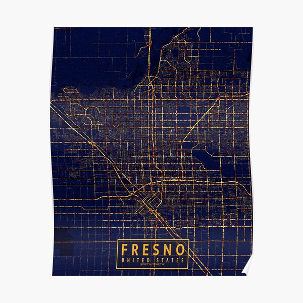 Fresno California USA Map City At Night Poster For Sale By DeMAP   Poster,504x498,f8f8f8 Pad,600x600,f8f8f8 