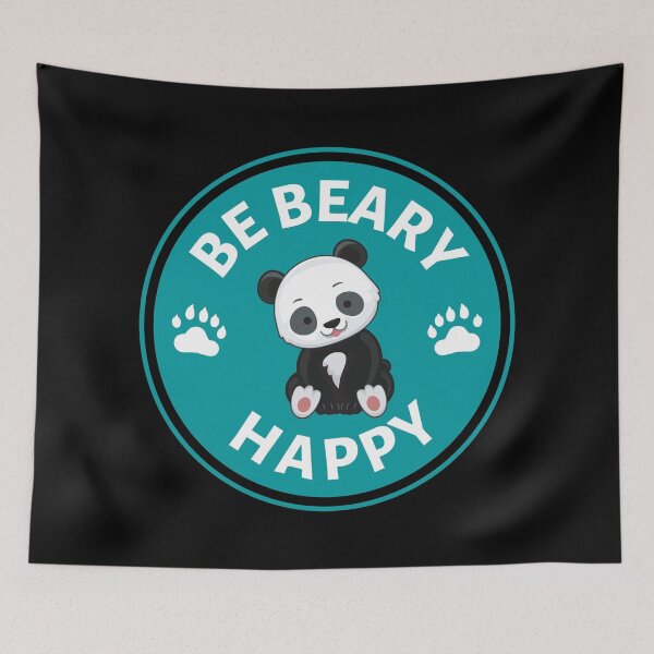 Item preview, Be Beary Happy Panda Pun- Cute Animal Friendly Panda - Gift for Panda Lovers designed and sold by CaitU.
