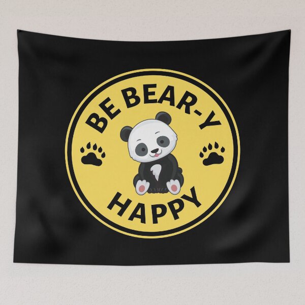 Item preview, Be Beary Happy Yellow Funny Panda- Cute Animal Friendly Panda - Gift for Panda Lovers designed and sold by CaitU.