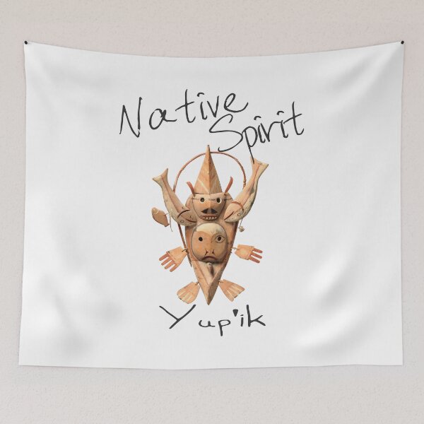 Item preview, Drawstring Bags Native American Yup'ik Water Spirits Mask Black Text designed and sold by Spirit-World.