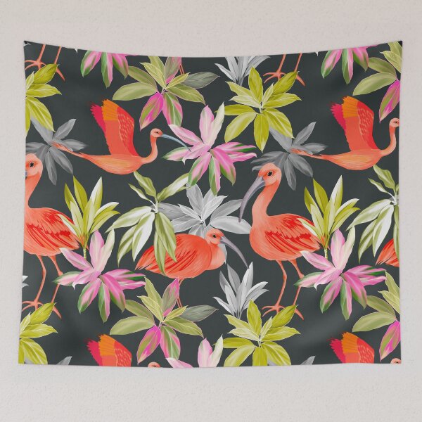 Item preview, Scarlet Ibis Blk designed and sold by Vinita Upadhya.