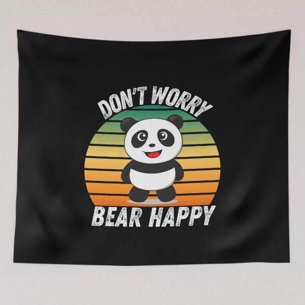 Item preview, Vintage Sunset Dont Worry Bear Happy Panda Pun- Cute Animal Friendly Panda - Gift for Panda Lovers designed and sold by CaitU.