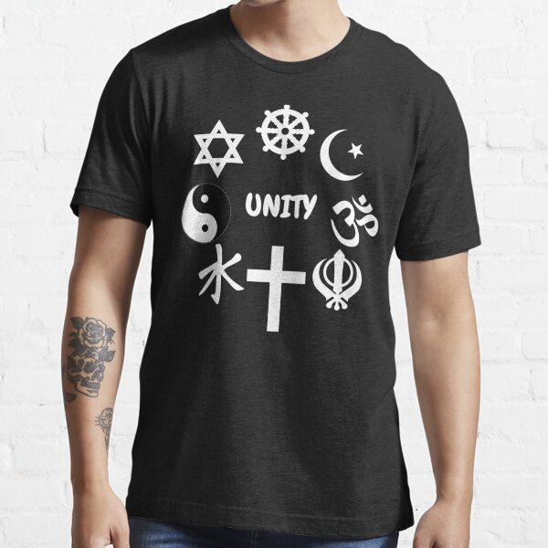 "Unity Of Religion Clipart Symbols In Black" Tshirt for Sale by