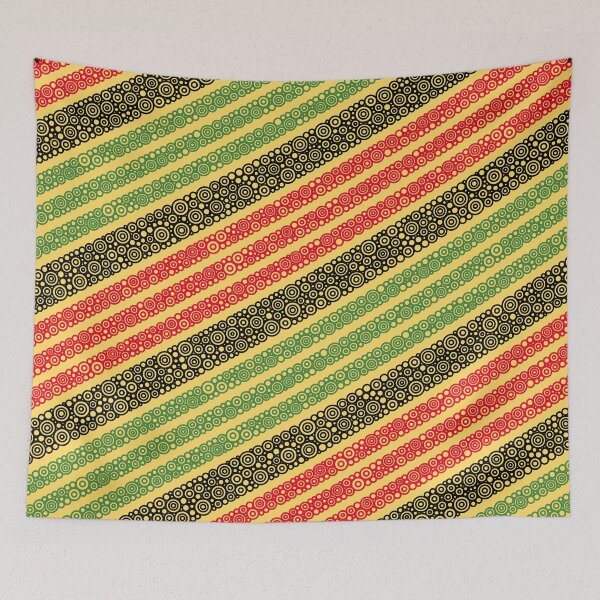 Item preview, Red Green And Black Diagonal Circular Stripes On Yellow designed and sold by Pierre Bernard Jr.