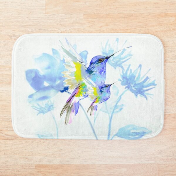 Aperçu de l'œuvre Colibris fleurs bleues créée et vendue par Barbny.